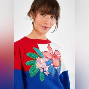 FARM Rio Floral Balloon Sleeve Sweater